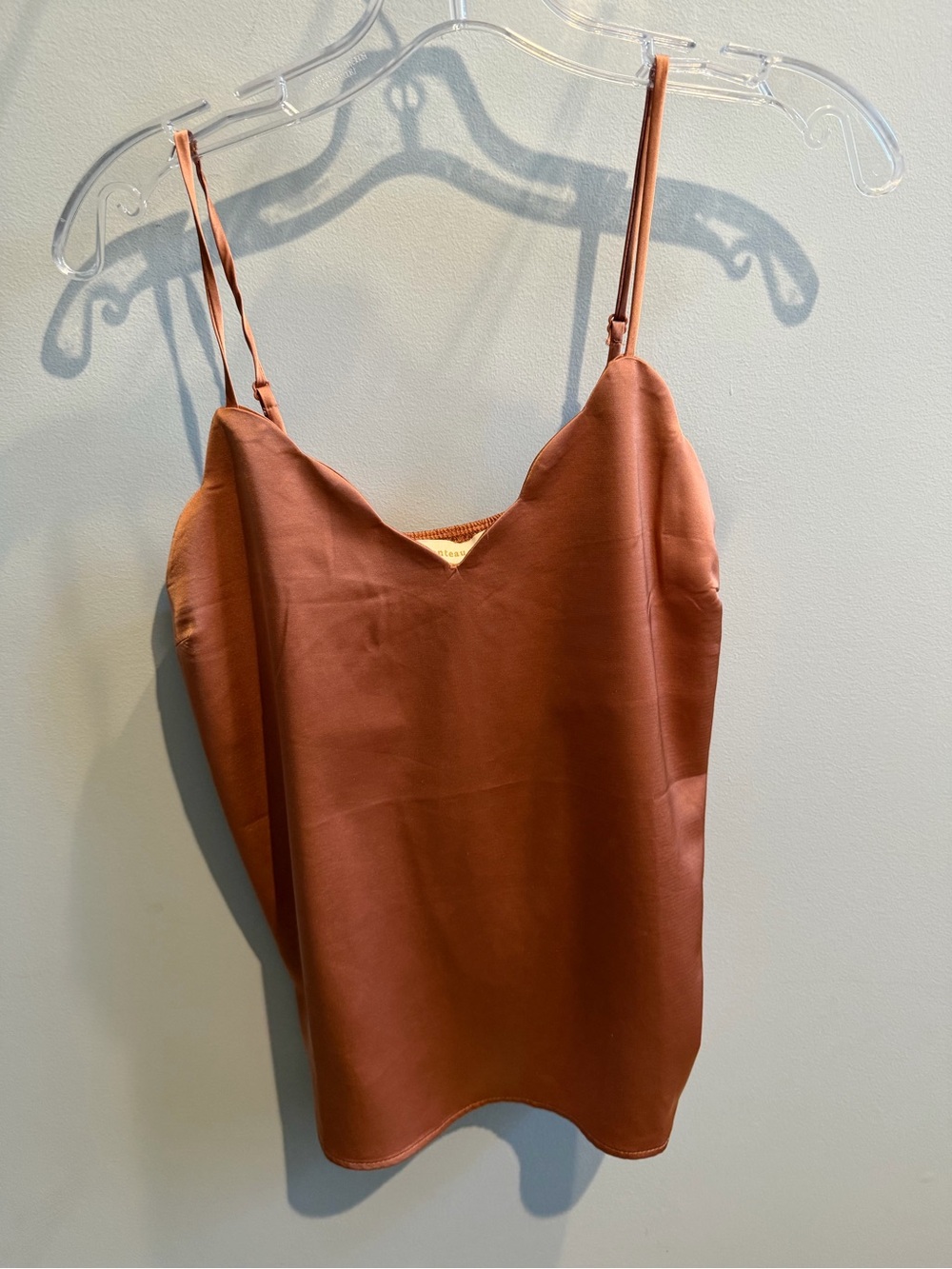 Monteau Rust Satin Slip Cami with Adjustable Straps